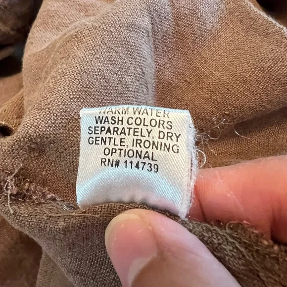 Flax by Jeanne Engelhart 100% Linen Sleeveless brown round neck top - Picture 7 of 9